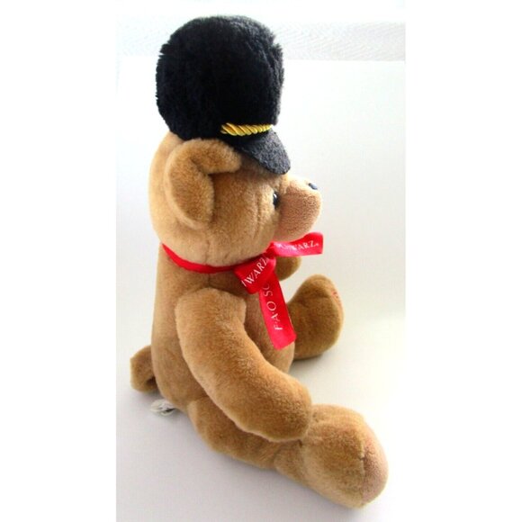F.A.O. Schwarz Plush Stuffed Brown Sitting Teddy Bear Ribbon Black Hat Red Logo - Picture 6 of 13